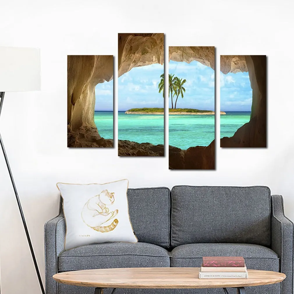 11449 4 Island Coconut Painting Outside The Cave Frameles Painting Decoration Art Canvas Modern Home Decoration Painting
