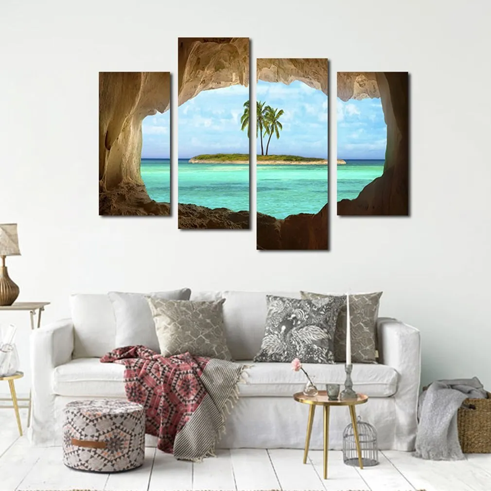 11449 4 Island Coconut Painting Outside The Cave Frameles Painting Decoration Art Canvas Modern Home Decoration Painting