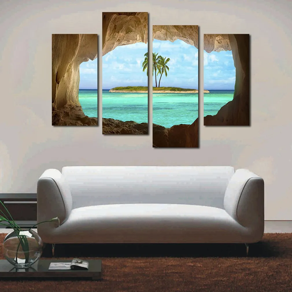 11449 4 Island Coconut Painting Outside The Cave Frameles Painting Decoration Art Canvas Modern Home Decoration Painting