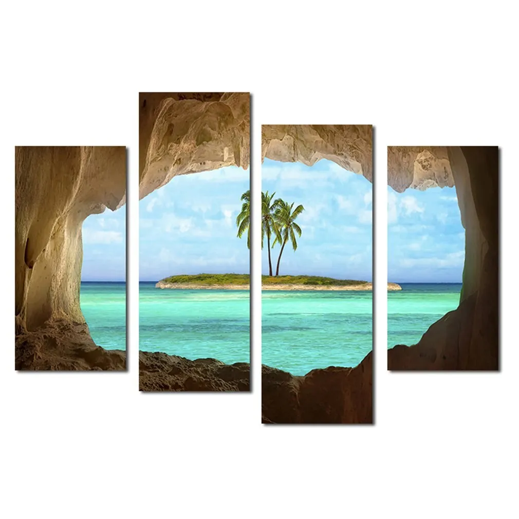 11449 4 Island Coconut Painting Outside The Cave Frameles Painting Decoration Art Canvas Modern Home Decoration Painting