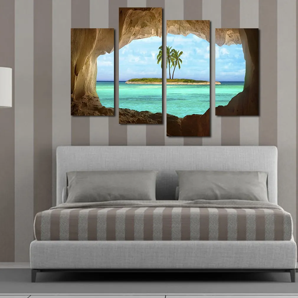 11449 4 Island Coconut Painting Outside The Cave Frameles Painting Decoration Art Canvas Modern Home Decoration Painting