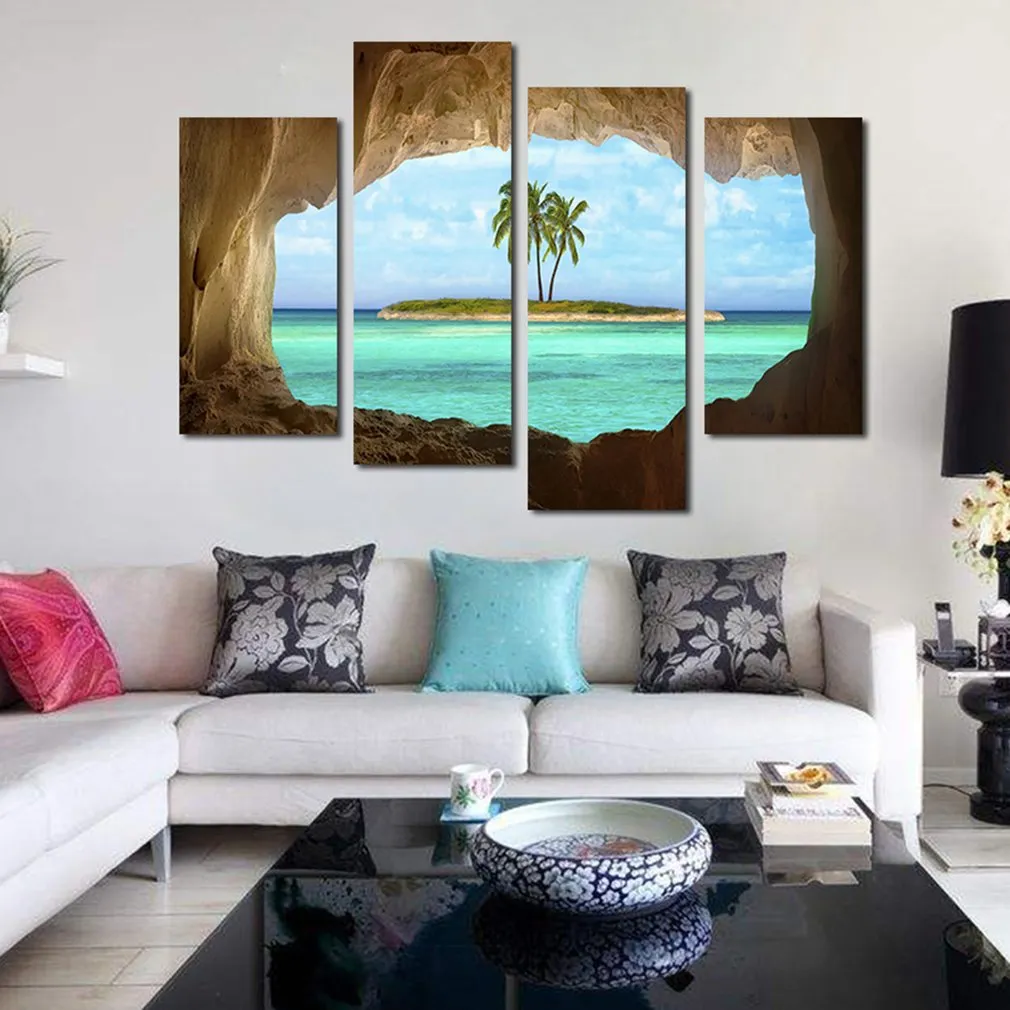 11449 4 Island Coconut Painting Outside The Cave Frameles Painting Decoration Art Canvas Modern Home Decoration Painting