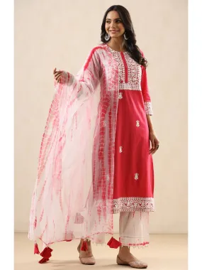 Aisha Cotton Embroidered 3-Piece Kurta Set