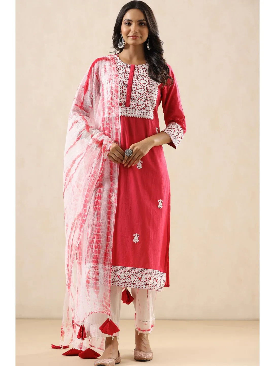 Aisha Cotton Embroidered 3-Piece Kurta Set