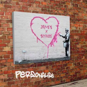 Banksy Personalised Heart Canvas