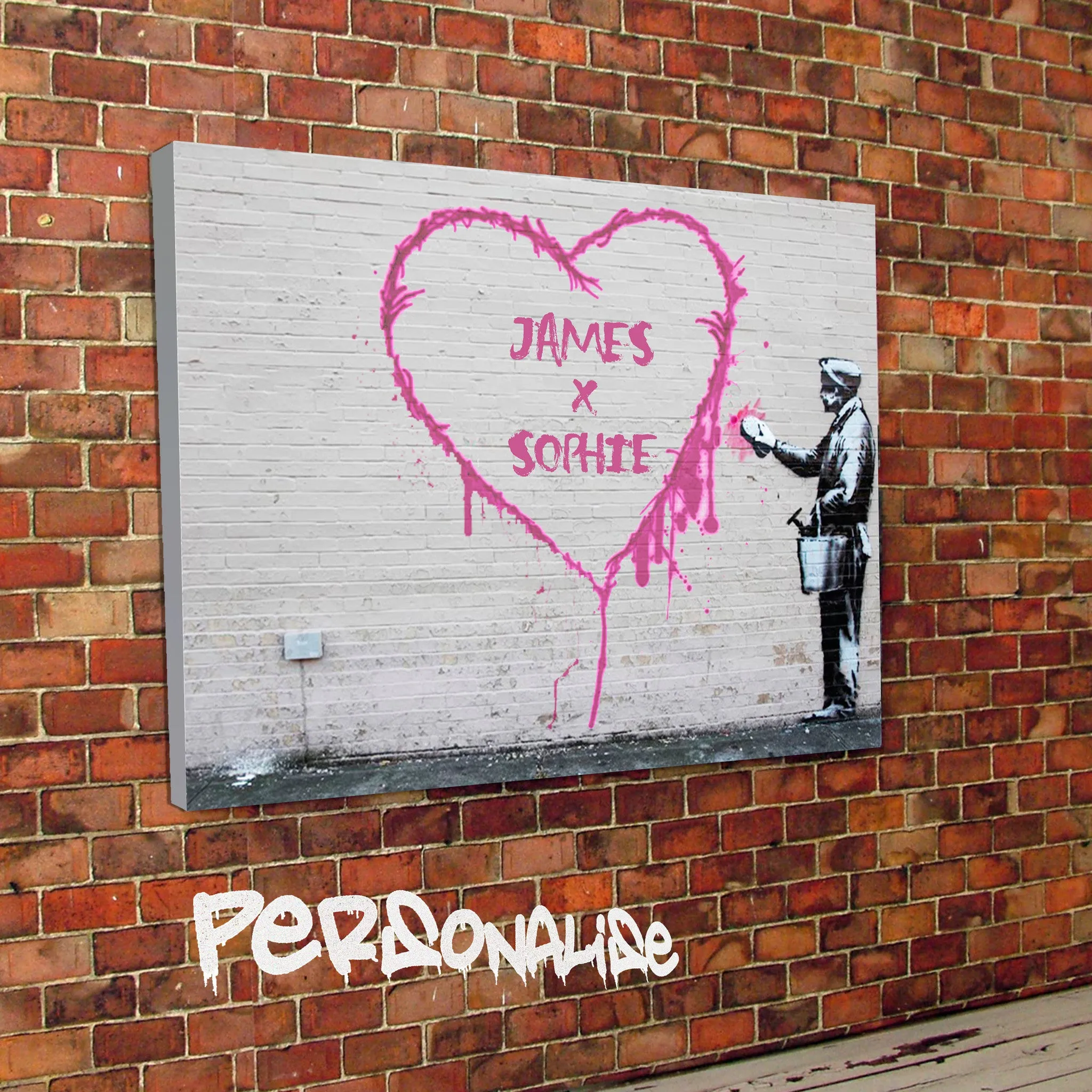 Banksy Personalised Heart Canvas
