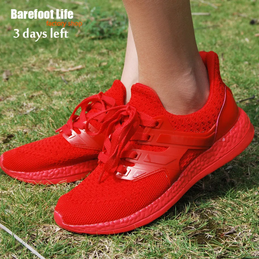 barefoot life red sneakers woman and man,sport running,athletic outdoor walking,breathable comfortable shoes