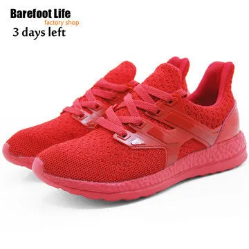 barefoot life red sneakers woman and man,sport running,athletic outdoor walking,breathable comfortable shoes