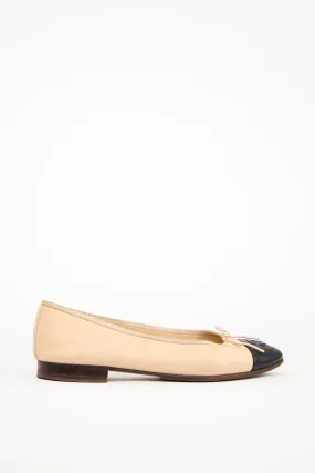 Beige Leather CC Ballet Flat