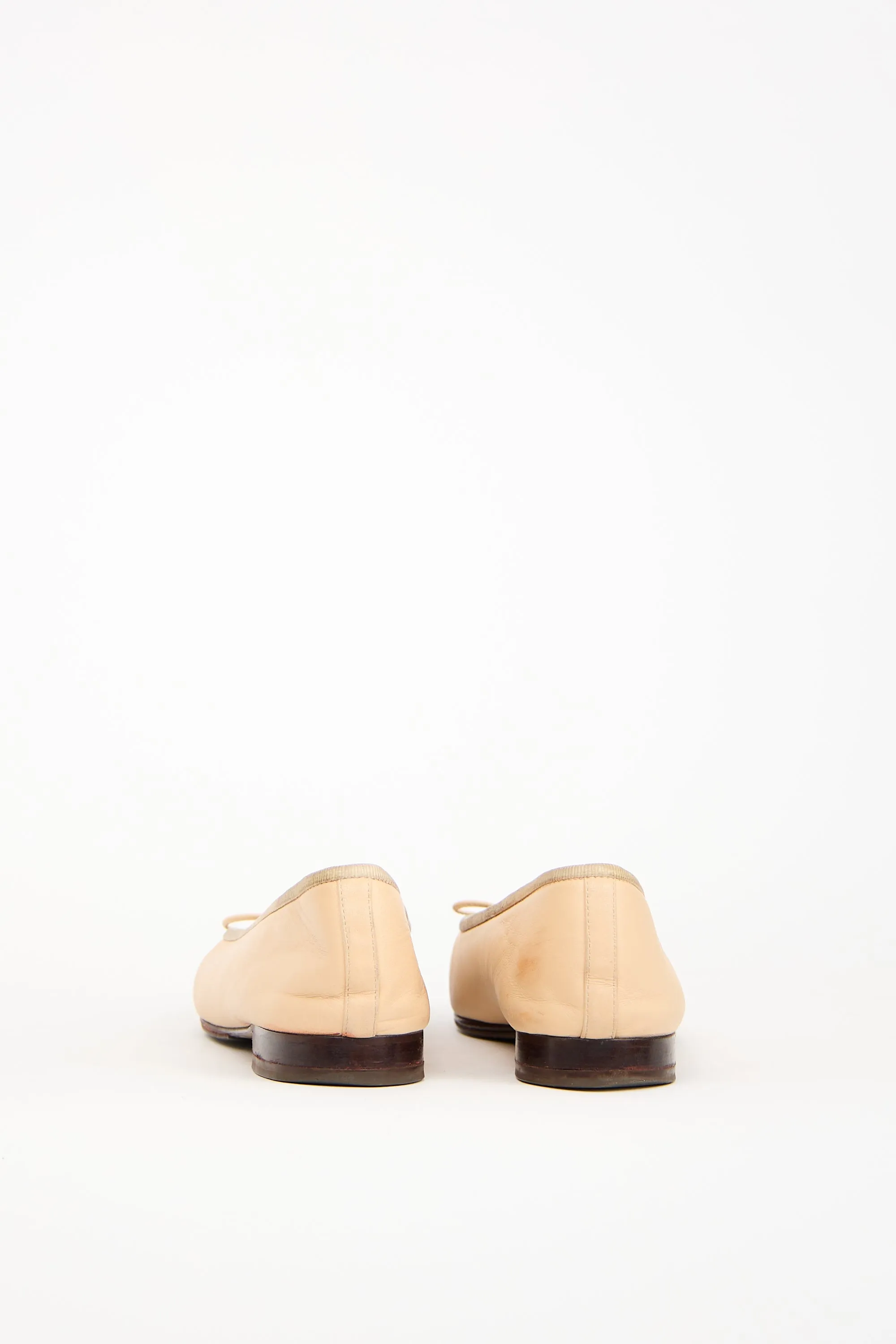 Beige Leather CC Ballet Flat