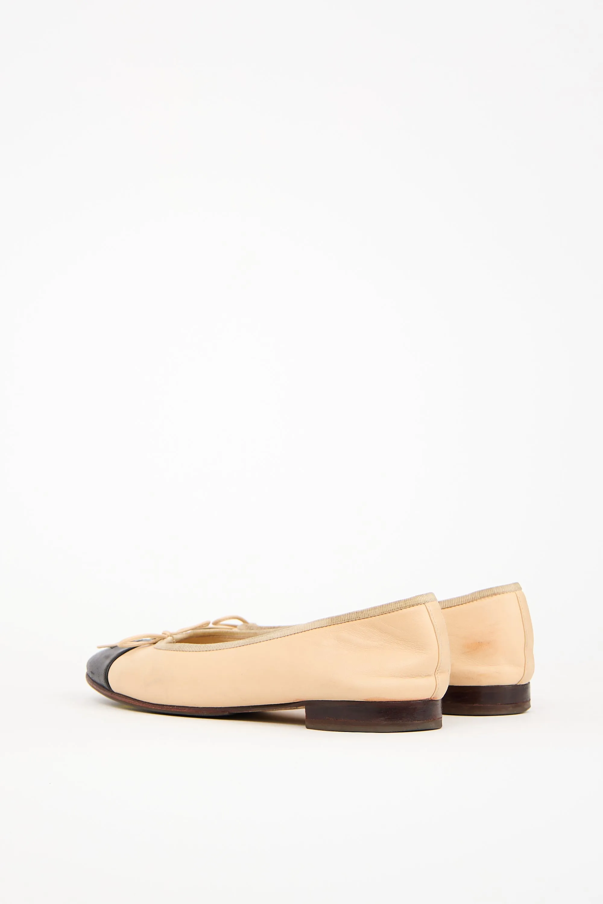 Beige Leather CC Ballet Flat
