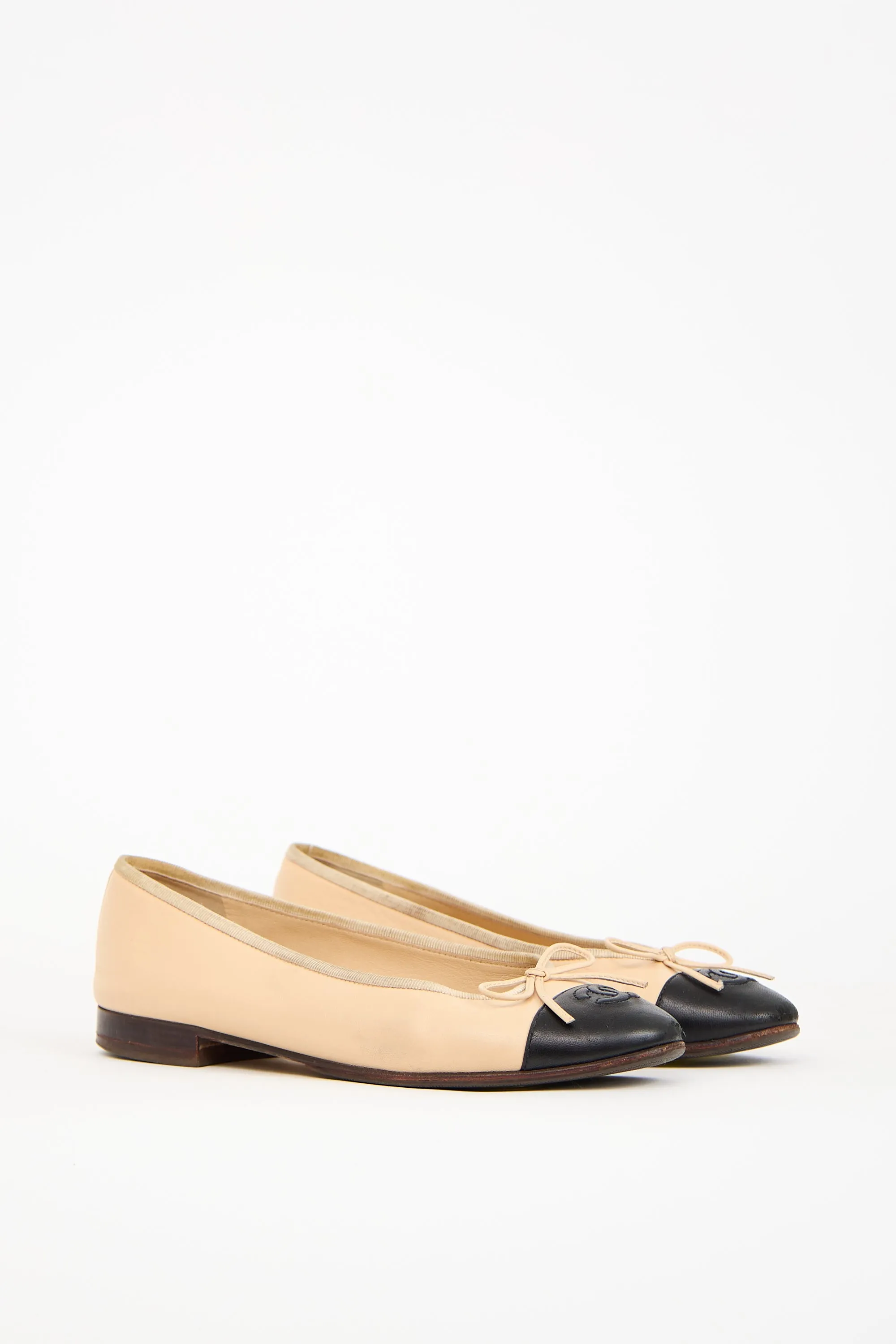 Beige Leather CC Ballet Flat
