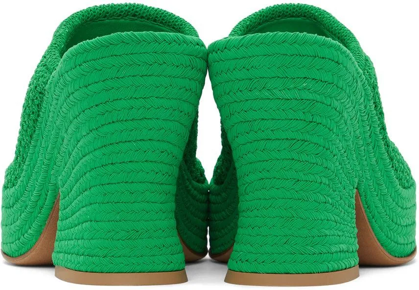 Bottega Veneta Green Knit Wedge Sandals
