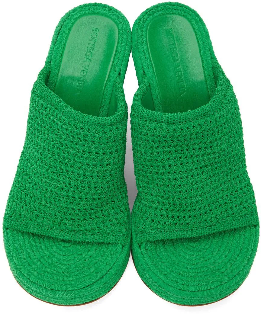 Bottega Veneta Green Knit Wedge Sandals