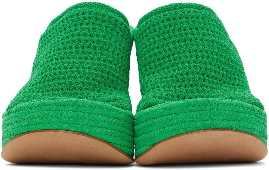 Bottega Veneta Green Knit Wedge Sandals
