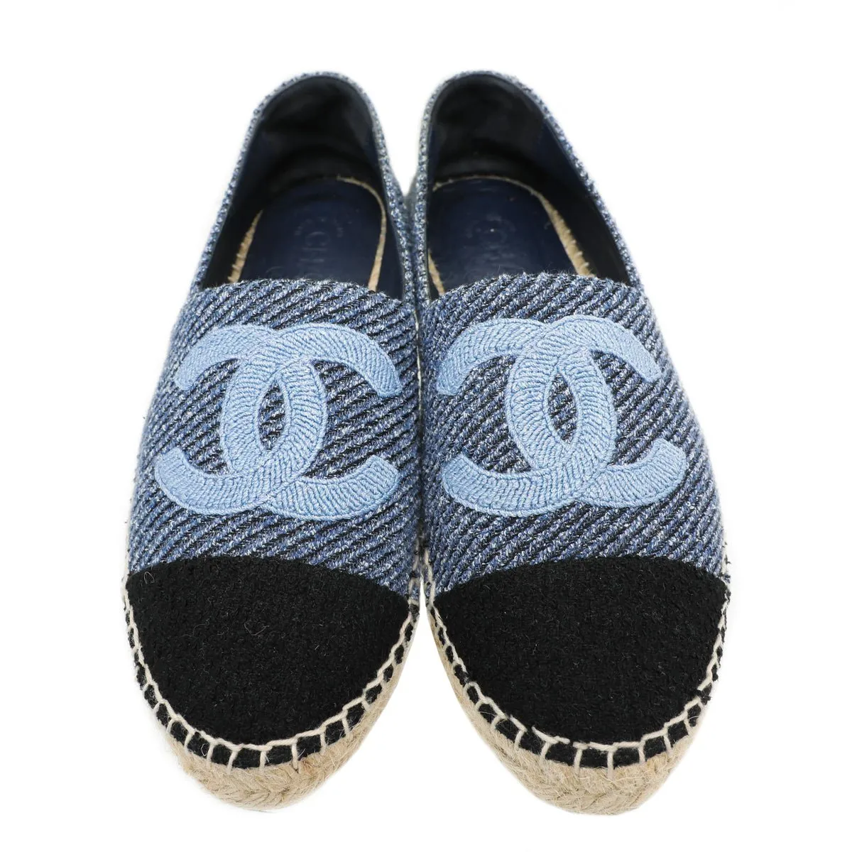 Chanel Bicolor Tweed CC Embroidered Espadrille 39