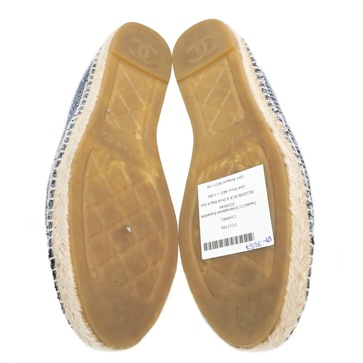 Chanel Bicolor Tweed CC Embroidered Espadrille 39