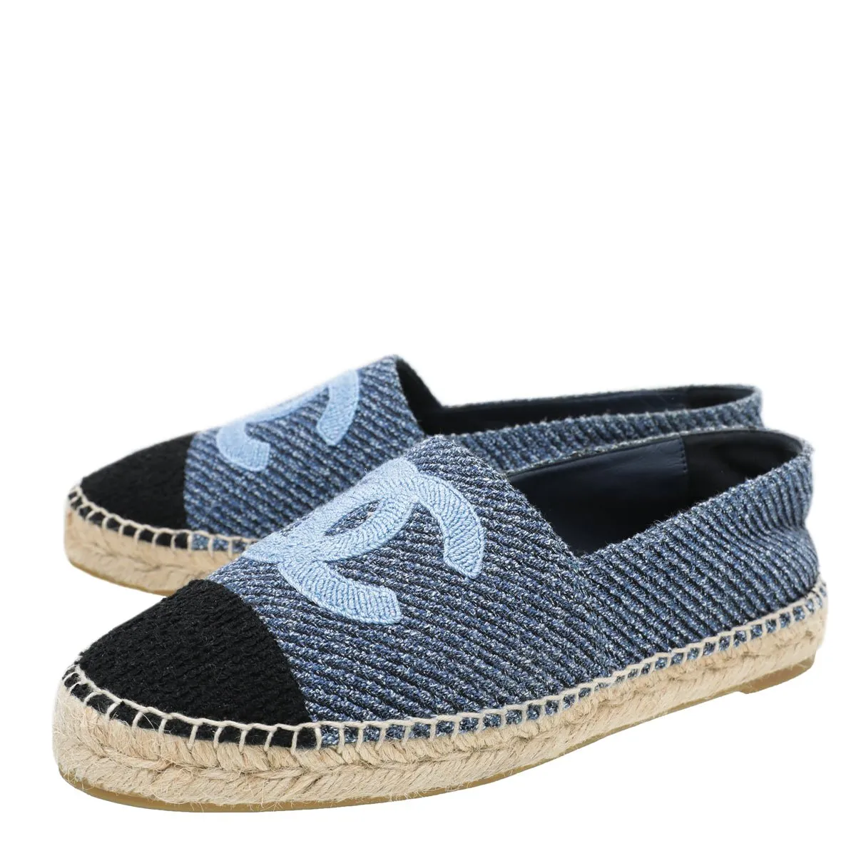 Chanel Bicolor Tweed CC Embroidered Espadrille 39