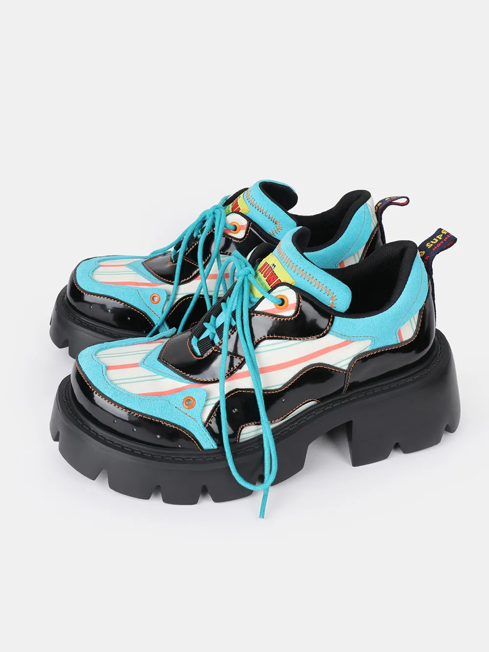 College-style Platform Flats with Round Toes
