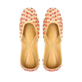 Golden Beige Jutti | Aptly Embroidered For Wedding And Festivities