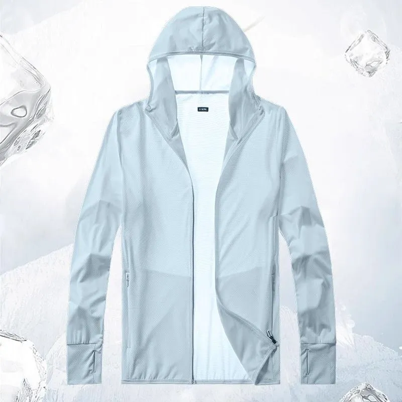 Ice Silk UPF50  Thumb-Opening Sunscreen Hooded Clothing