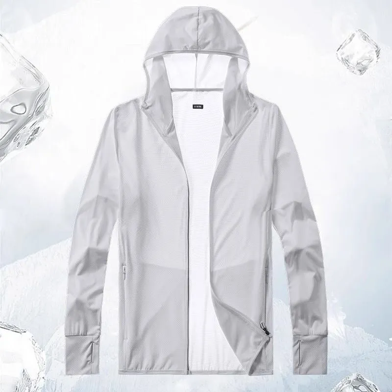 Ice Silk UPF50  Thumb-Opening Sunscreen Hooded Clothing