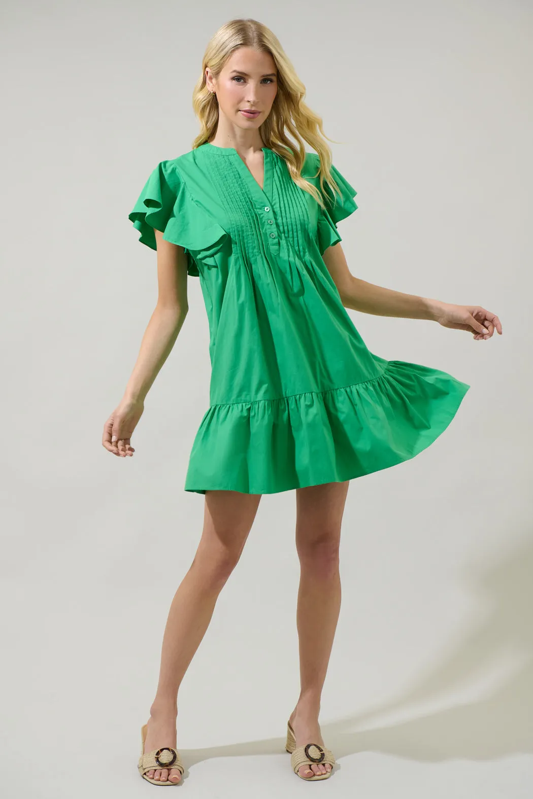 Lizzy Pleated Ruffle Mini Dress