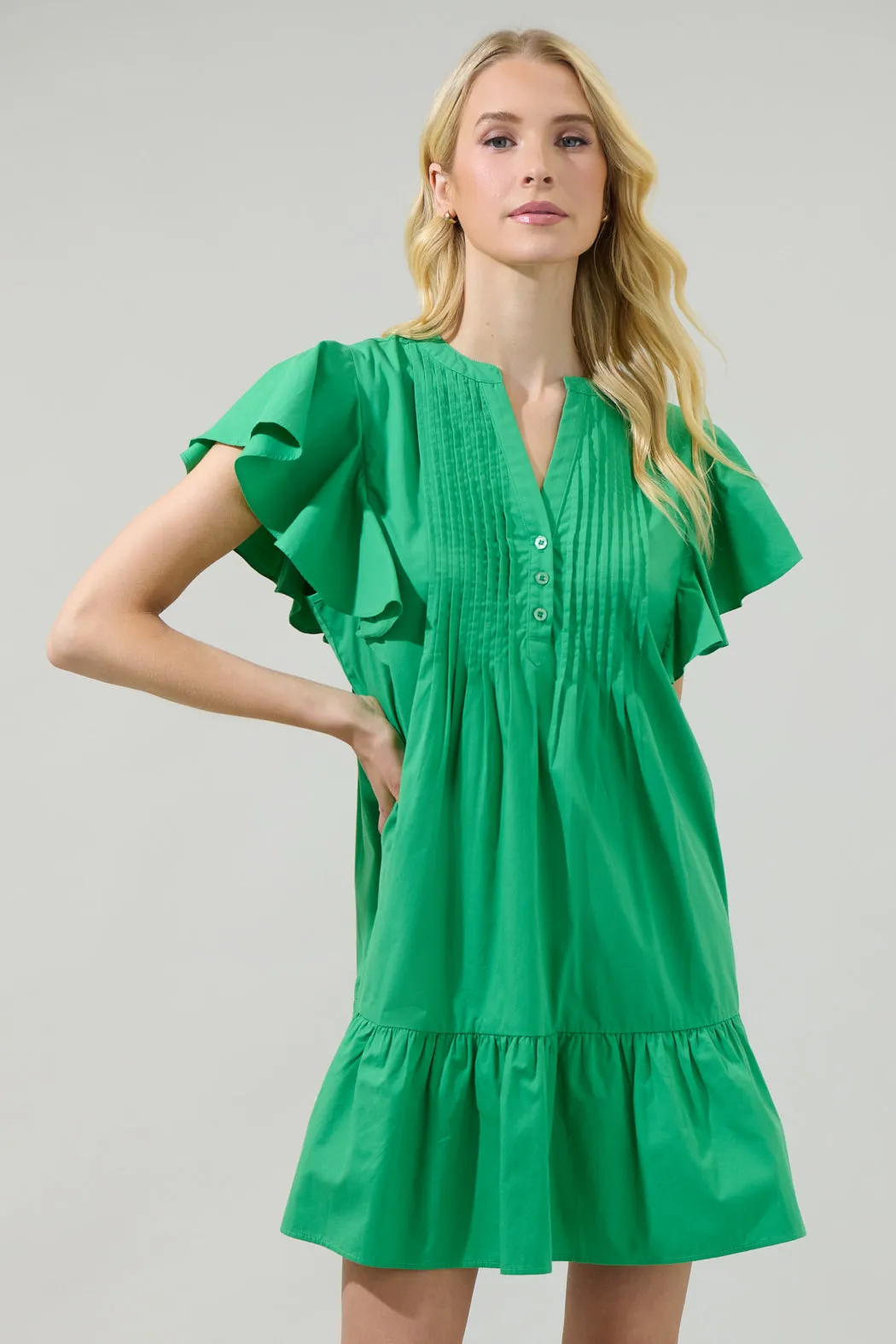 Lizzy Pleated Ruffle Mini Dress