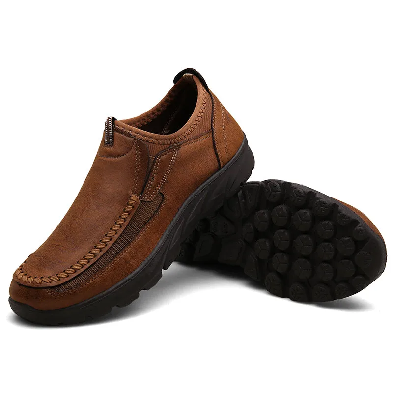 Men's Breathable Leather Moccasins | Plus Size Driving Shoes