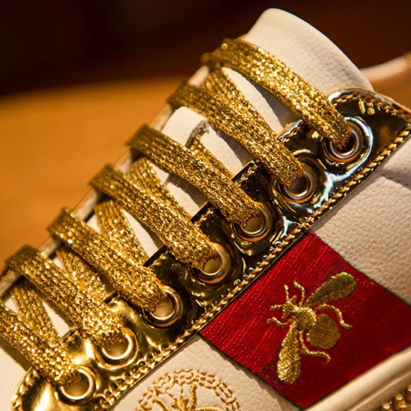Men's Casual Leather Breathable Flats With Embroidery