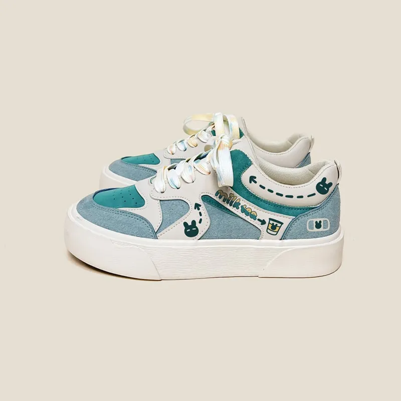 Milk Tea Colorblock Round Toe Shoes