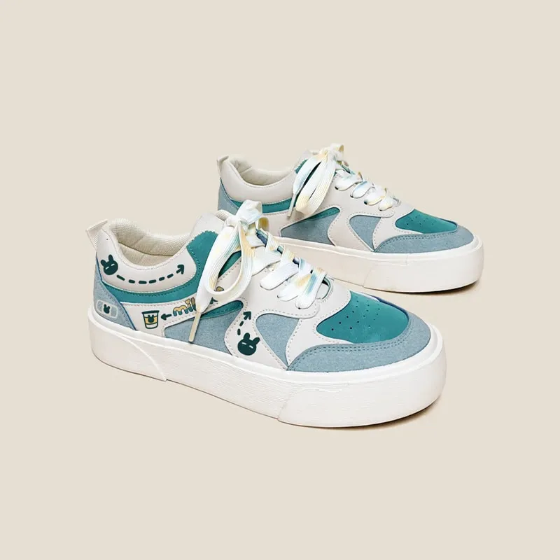 Milk Tea Colorblock Round Toe Shoes