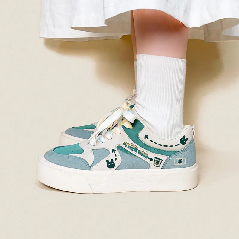 Milk Tea Colorblock Round Toe Shoes