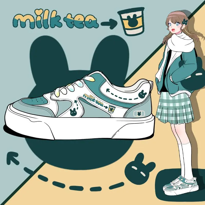 Milk Tea Colorblock Round Toe Shoes