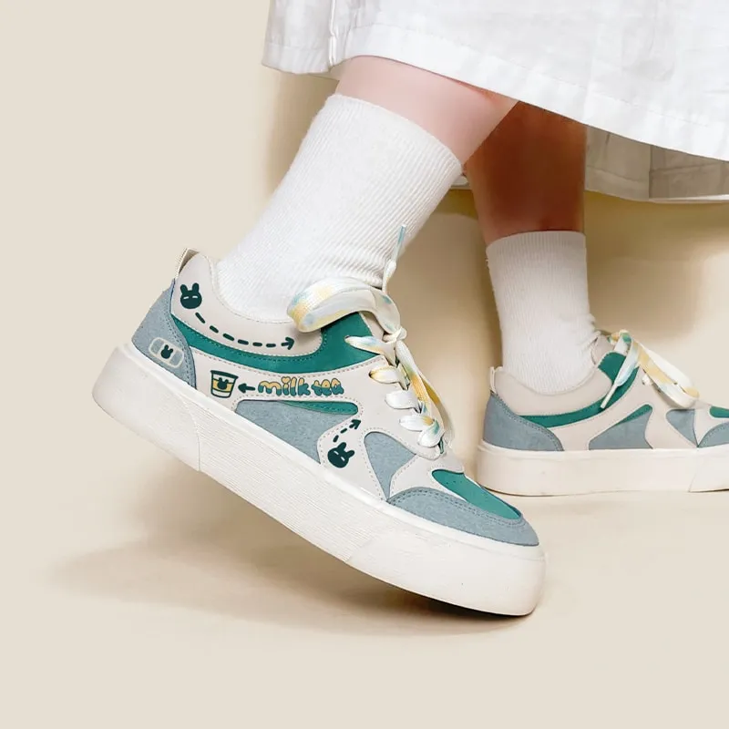 Milk Tea Colorblock Round Toe Shoes