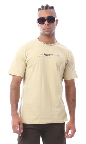 O163360 Beige Printed Short Sleeved Tee