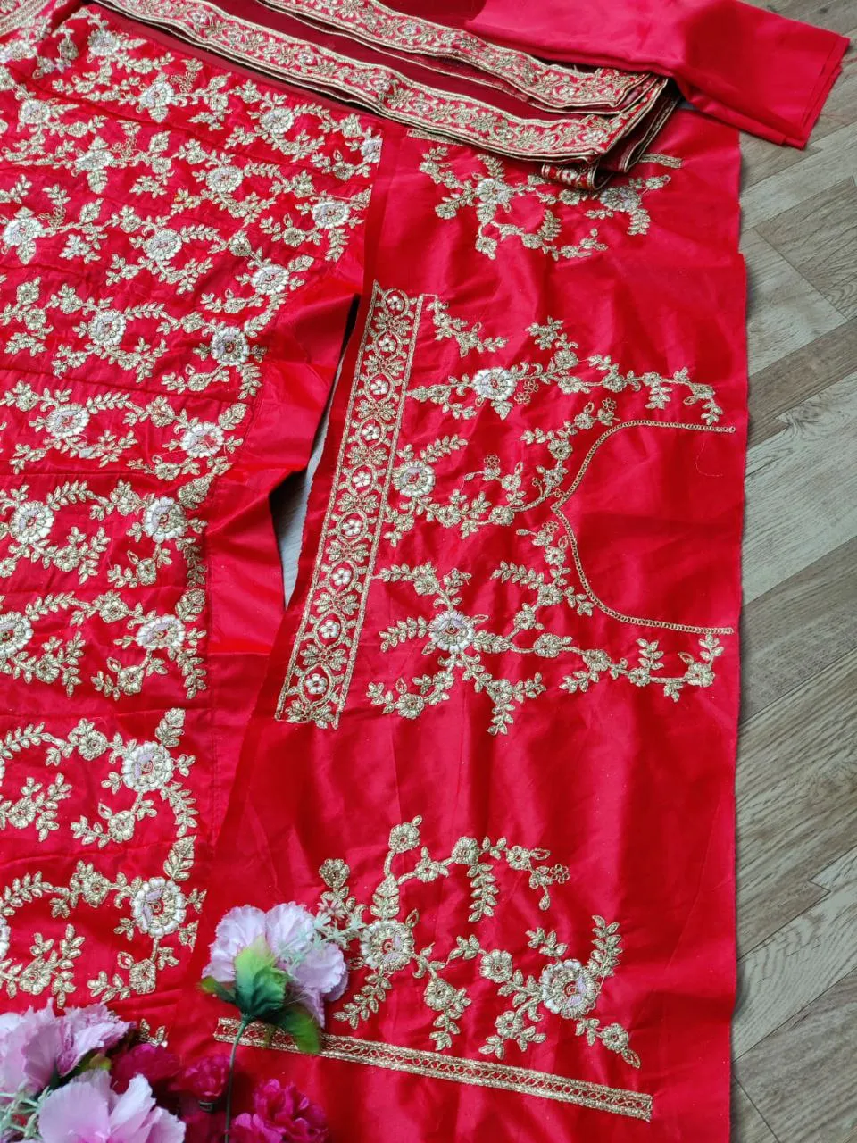 Red Ethnic Lehenga Choli With Blouse For Wedding wear