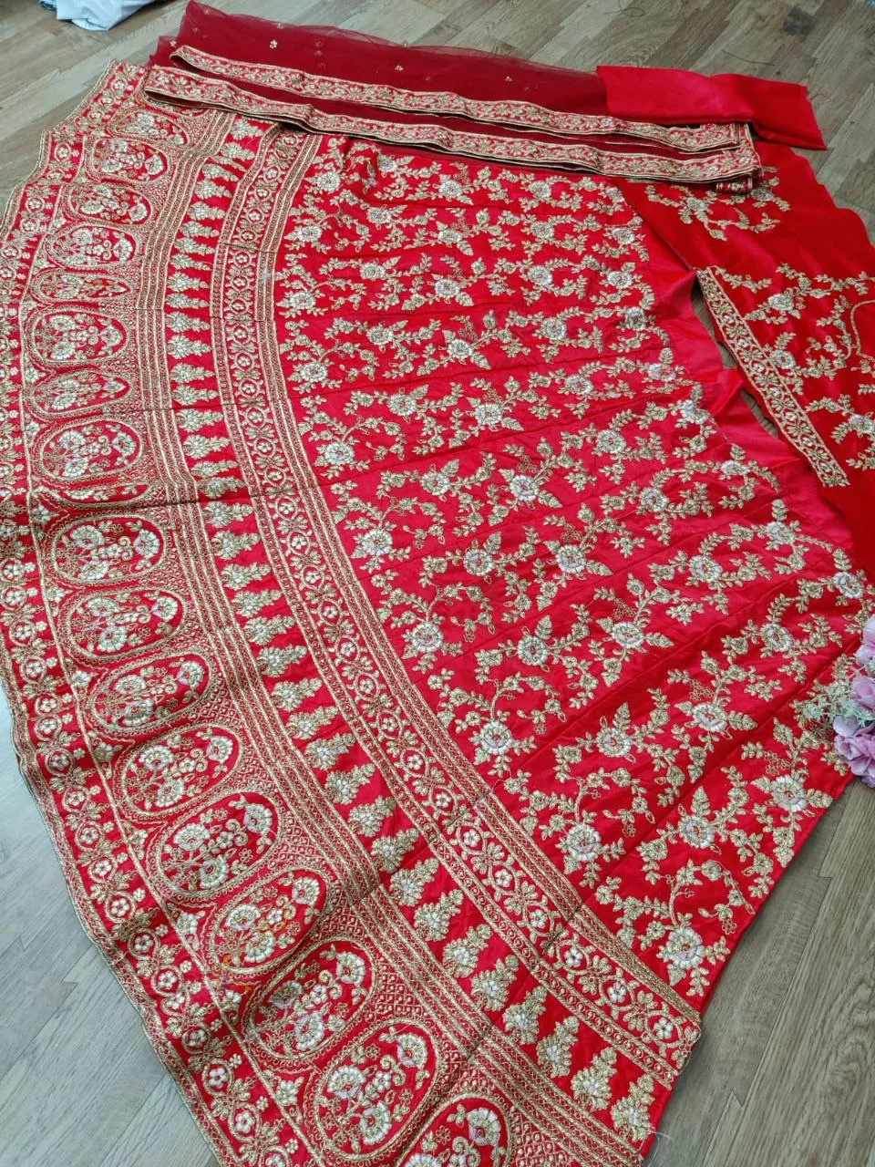 Red Ethnic Lehenga Choli With Blouse For Wedding wear