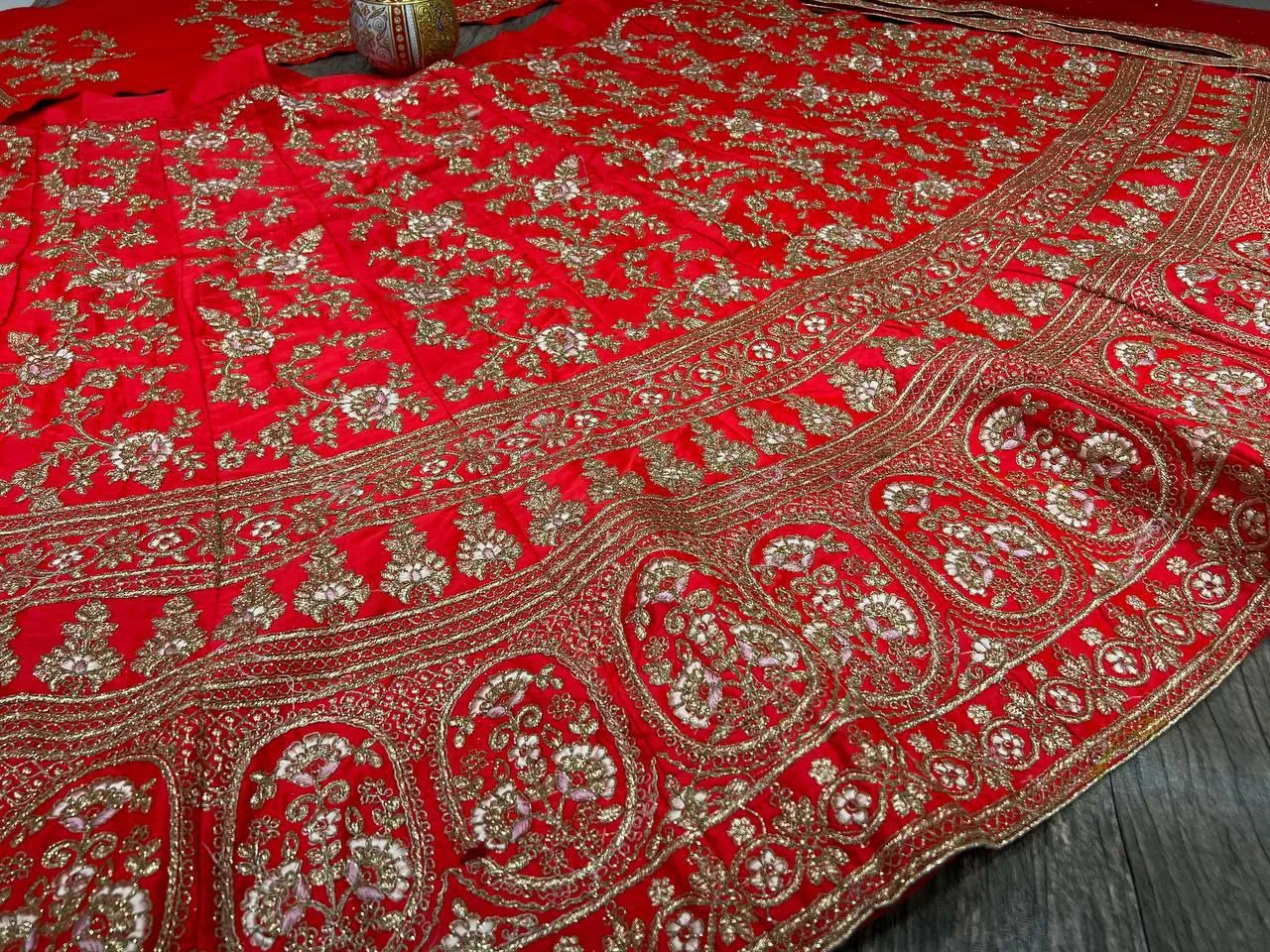 Red Ethnic Lehenga Choli With Blouse For Wedding wear