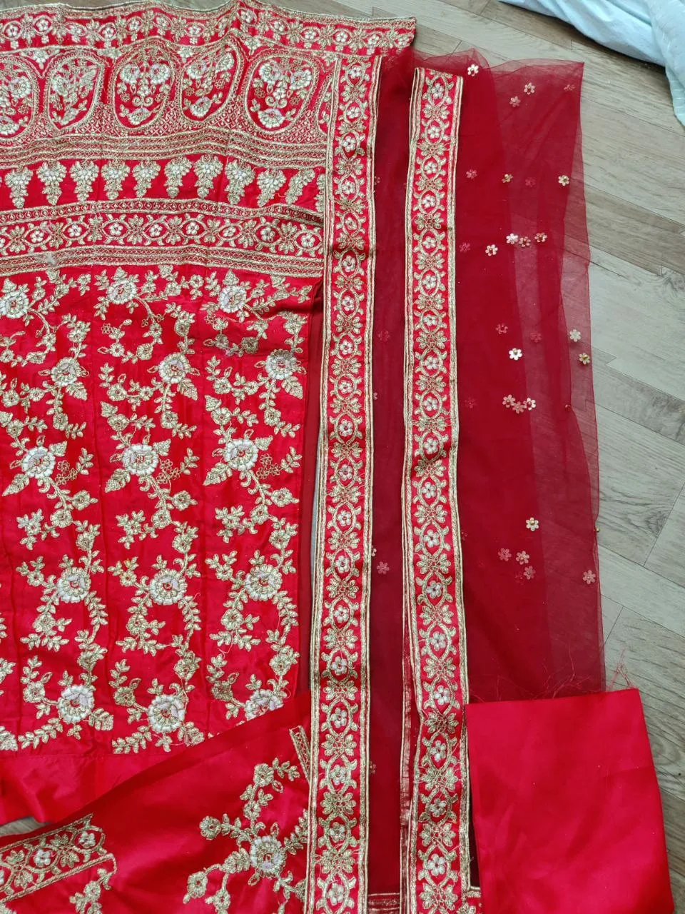 Red Ethnic Lehenga Choli With Blouse For Wedding wear