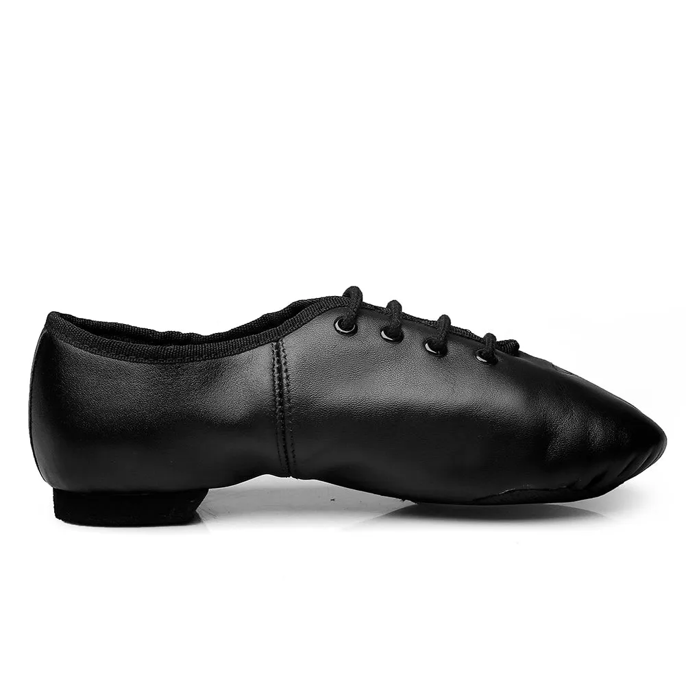 Unisex Lace Up Leather Dance Shoes Soft for Dancers