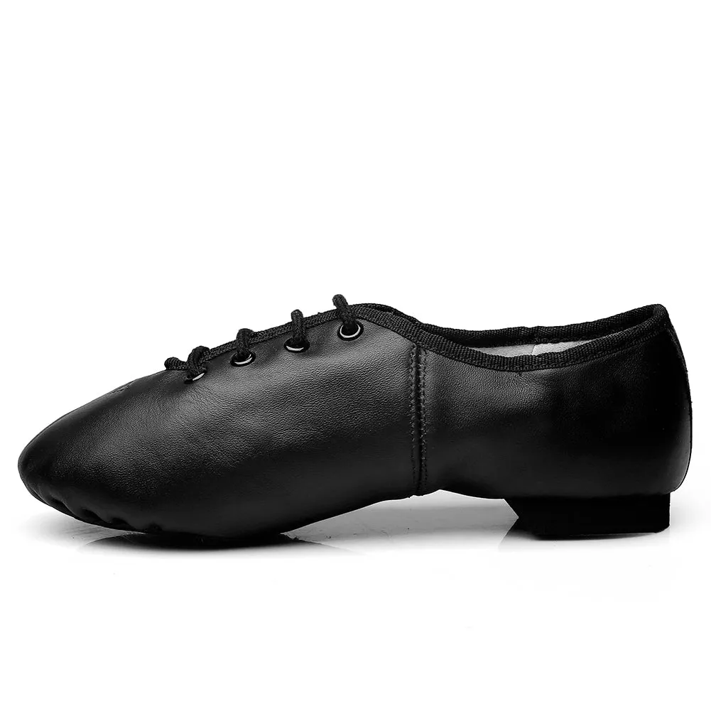 Unisex Lace Up Leather Dance Shoes Soft for Dancers
