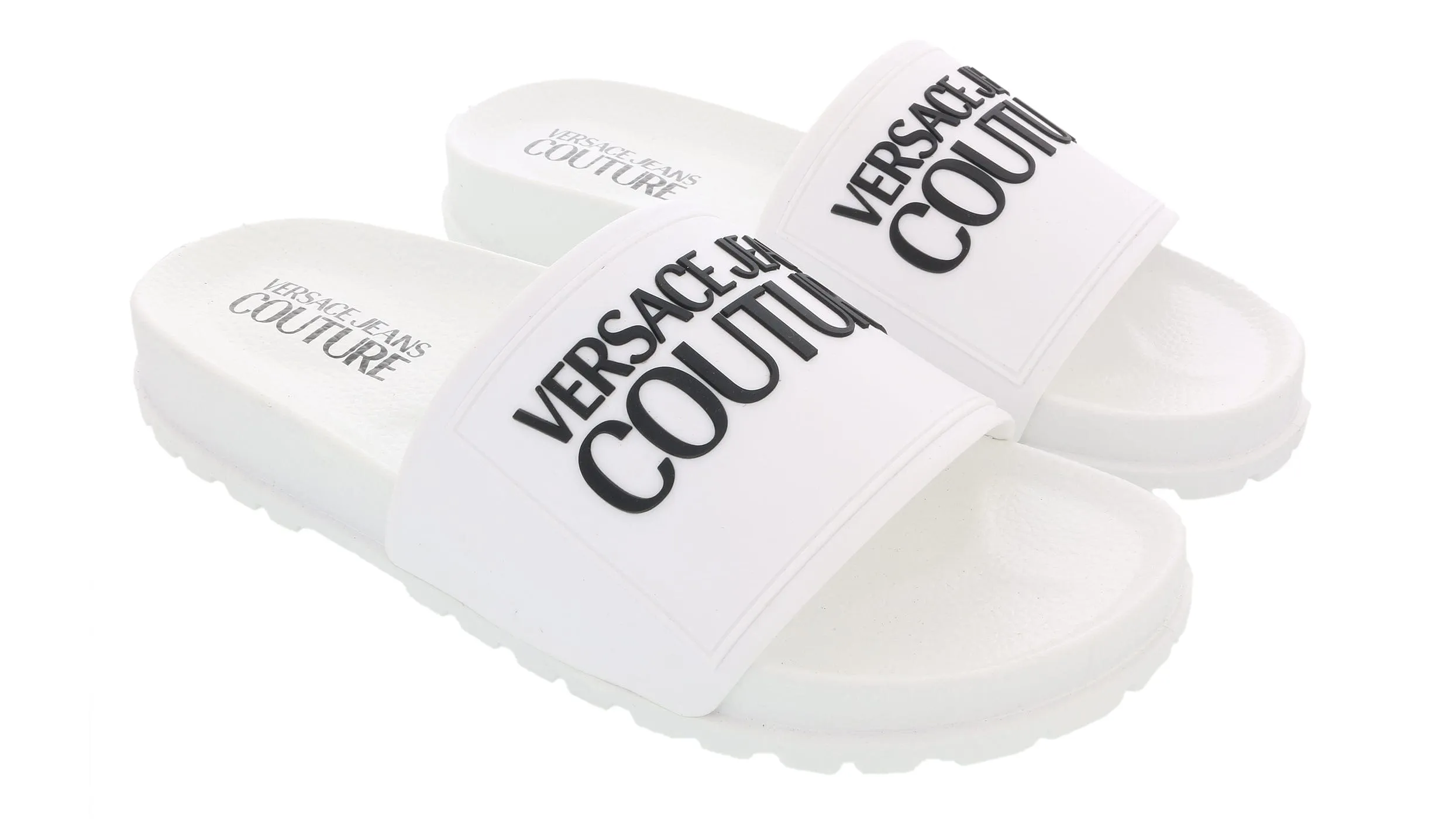 Versace Jeans Couture White Logo Pool Slide-