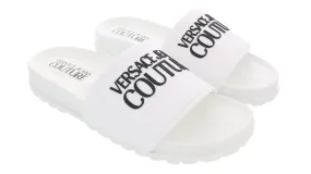 Versace Jeans Couture White Logo Pool Slide-