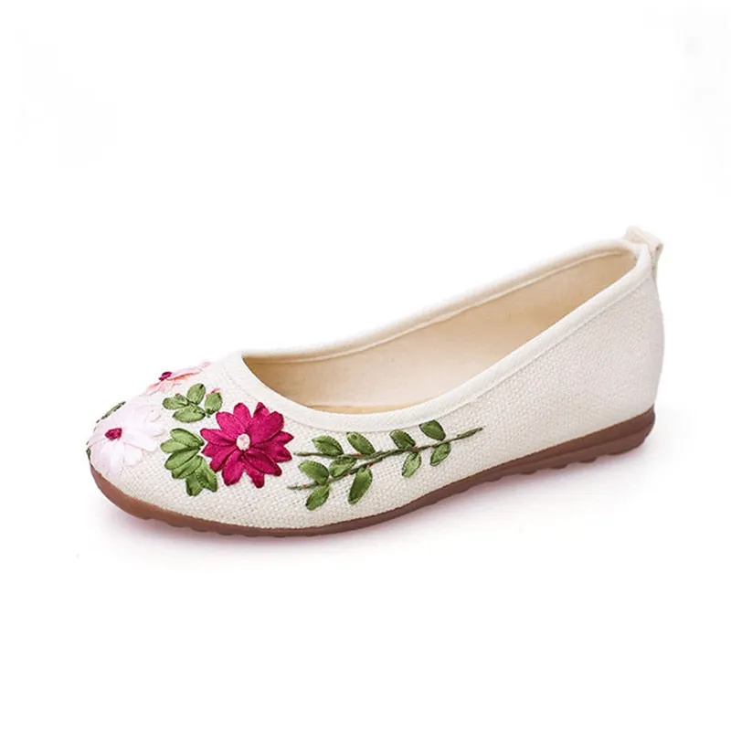 Women's Spring Casual Cotton Embroidered Flats
