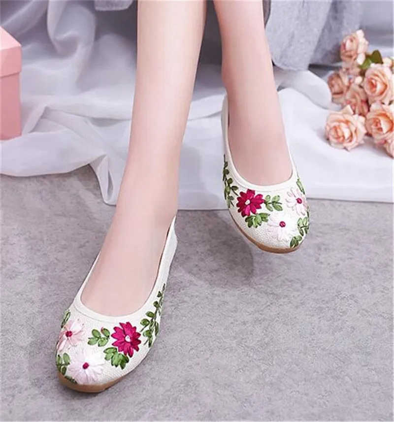 Women's Spring Casual Cotton Embroidered Flats