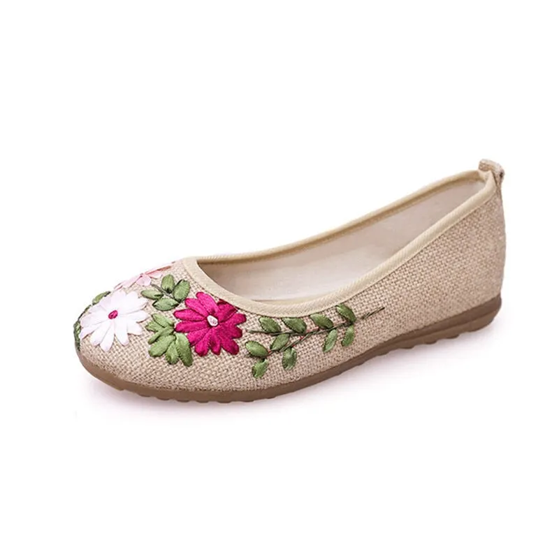 Women's Spring Casual Cotton Embroidered Flats