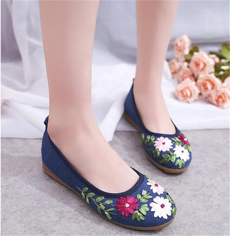Women's Spring Casual Cotton Embroidered Flats