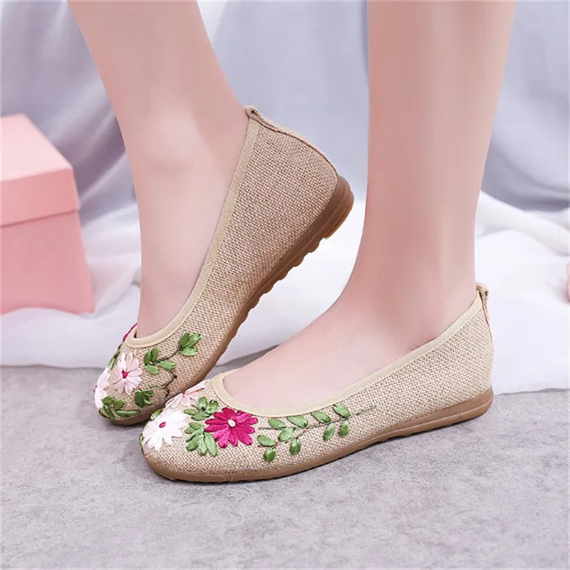 Women's Spring Casual Cotton Embroidered Flats