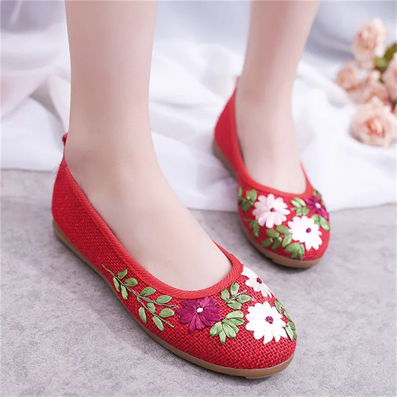 Women's Spring Casual Cotton Embroidered Flats